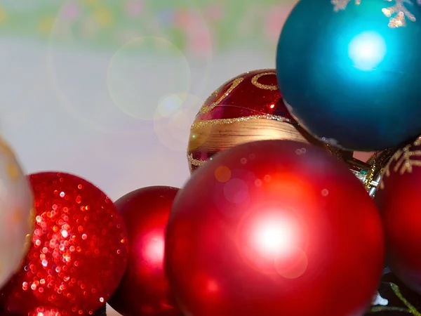 Lovely Decorative New Year Garland Multicolored Fancy Christmas Balls — Stock Photo, Image