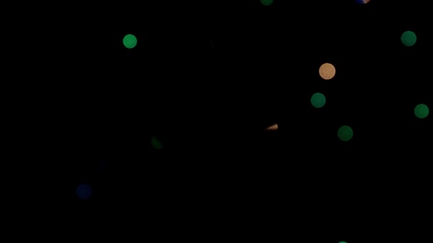 Luces Borrosas Lámparas Multicolores Guirnalda Navidad — Vídeo de stock