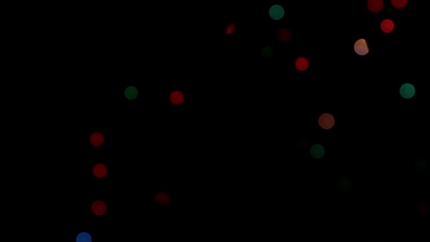 Rozmazaná Světla Pestrobarevných Lamp Vánočních Věnců — Stock video