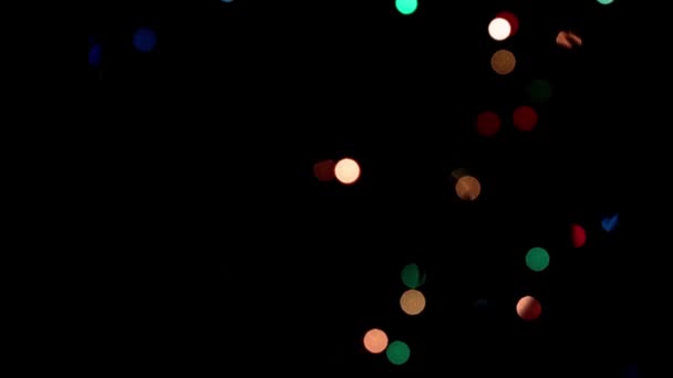 Luces Borrosas Lámparas Multicolores Guirnalda Navidad — Vídeo de stock