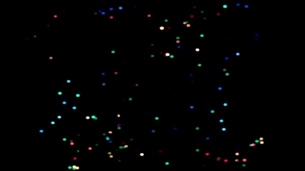 Verschwommene Lichter Aus Bunten Lampen Mit Weihnachtsgirlanden — Stockvideo