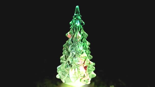 Rozmazané Záře Lampy Slavnostní Dekorativní Hračky Vánoční Strom — Stock video