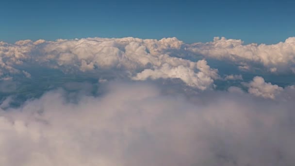 View Beautiful Cloudy Sky Landscape Airplane Window — Stock Video
