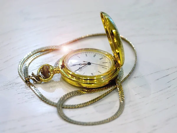 Beautiful Antique Pocket Watch Gold Case Means Measuring Time — Stock Photo, Image