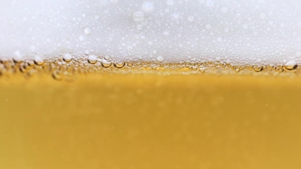 Hermosa Corriente Burbujas Oxígeno Vaso Cerveza Ligera — Vídeos de Stock