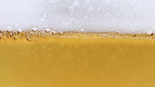 Lindo Fluxo Apressando Bolhas Oxigênio Copo Cerveja Leve — Vídeo de Stock