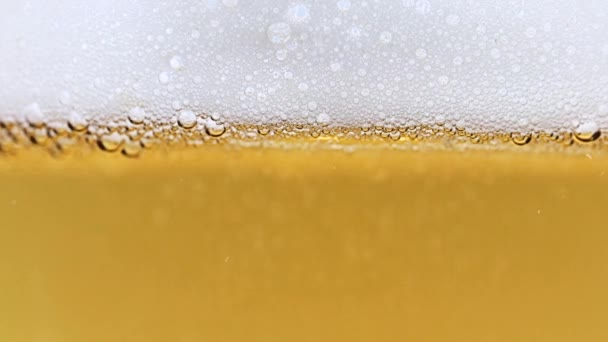 一杯淡淡的啤酒里喷出一股可爱的氧气气泡 — 图库视频影像