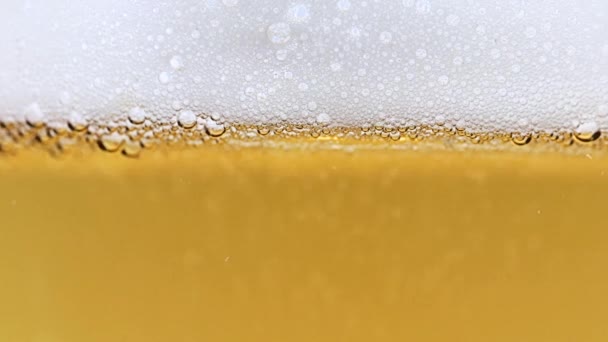 Hermosa Corriente Burbujas Oxígeno Vaso Cerveza Ligera — Vídeo de stock