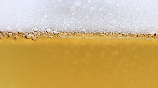 Lovely Rushing Stream Oxygen Bubbles Glass Light Beer — Stockvideo