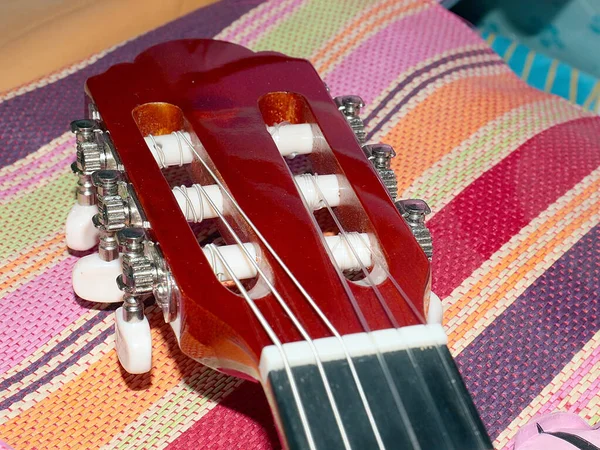 Kapron Cuerdas Clavijas Una Guitarra Clásica Seis Cuerdas — Foto de Stock