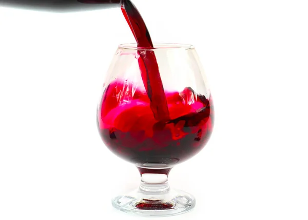 Padrões Requintados Derramar Vinho Tinto Copo — Fotografia de Stock