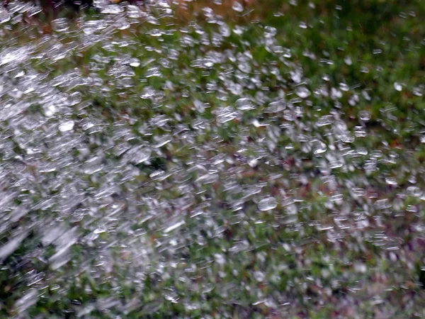 Gotas Rápidas Arroyo Agua Limpia Regar Hierba Del Césped —  Fotos de Stock