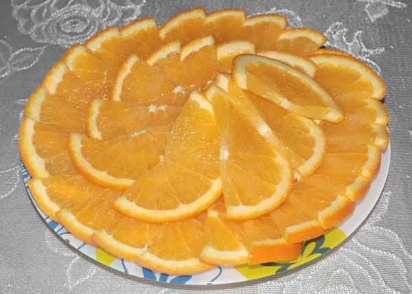 Rodajas Naranja Fresca Madura Como Manjar — Foto de Stock