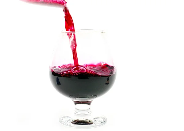 Motifs Bizarres Lors Versement Vin Rouge Dans Verre — Photo