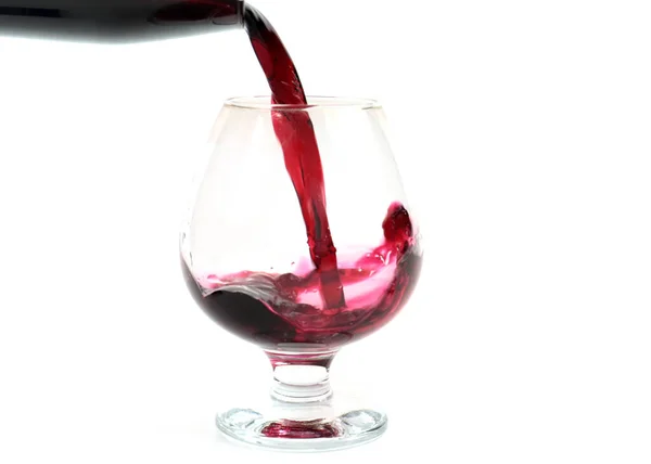 Modelli Bizzarri Quando Versa Vino Rosso Bicchiere — Foto Stock