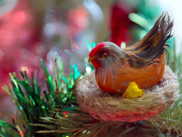 Easter Hen Nest Festive Colorful Lighting — Stock Photo, Image