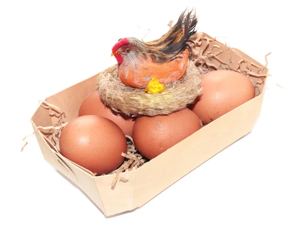 Belle Poule Décorative Oeufs Pâques Comme Symbole Fête — Photo