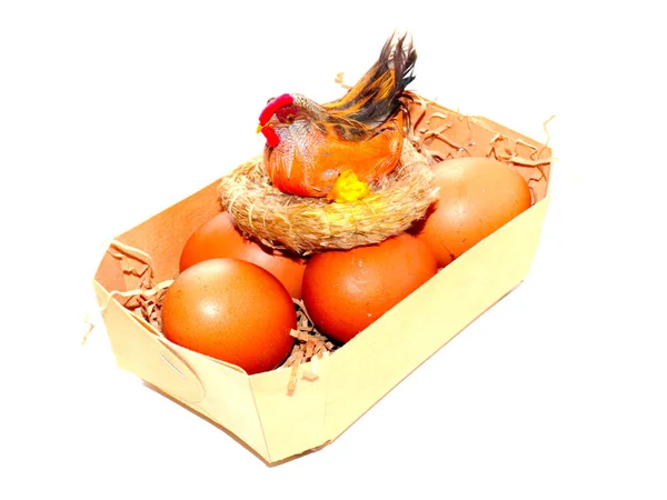 Adorável Frango Decorativo Ovos Páscoa Como Símbolo Feriado — Fotografia de Stock