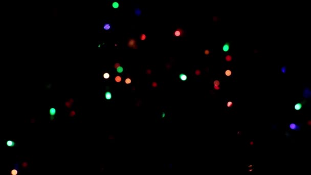 Розмиті Плями Світла Роботі Святковою Гірляндою Лампочкою — стокове відео