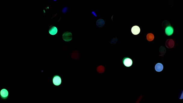 Taches Lumière Floues Lors Travail Une Guirlande Festive Avec Une — Video