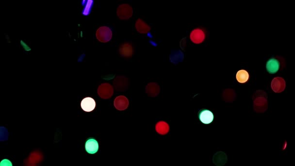 Taches Lumière Floues Lors Travail Une Guirlande Festive Avec Une — Video