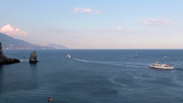Prachtige Wateren Van Zwarte Zee Buurt Van Stad Jalta Republiek — Stockvideo