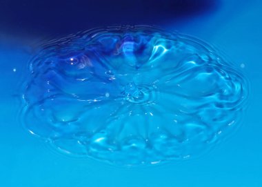 Düşerken bir damla saf saydam su sıvıda desenler oluşturur.