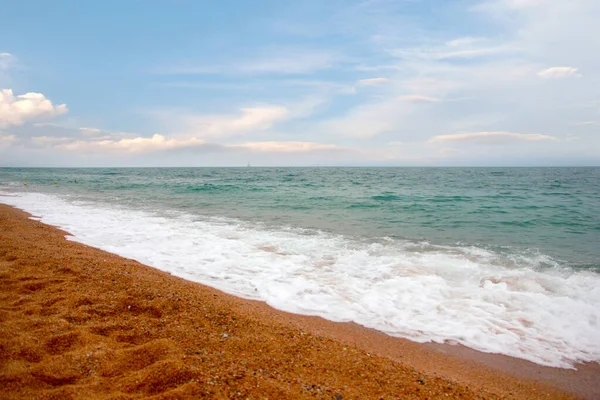 Beautiful Sandy Beach Mediterranean Sea Place Rest — Stock Photo, Image