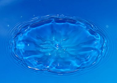 Düşerken bir damla saf saydam su sıvıda desenler oluşturur.