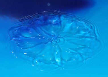 Düşerken bir damla saf saydam su sıvıda desenler oluşturur.