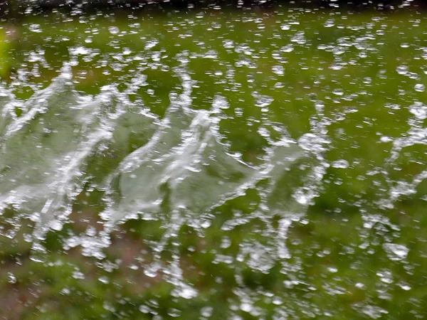 Красива Прозора Вода Фоні Зеленого Газону Коли Вона Поливається — стокове фото