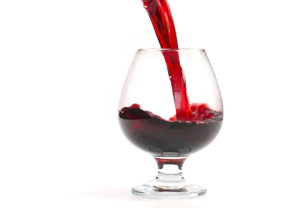Vin Rouge Fait Des Vagues Lorsqu Est Versé Dans Verre — Photo