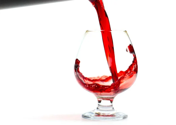 Vinho Tinto Faz Ondas Quando Derramado Copo — Fotografia de Stock