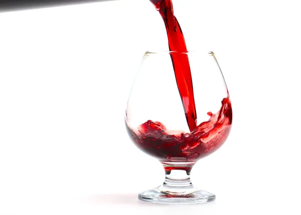 Vin Rouge Fait Des Vagues Lorsqu Est Versé Dans Verre — Photo