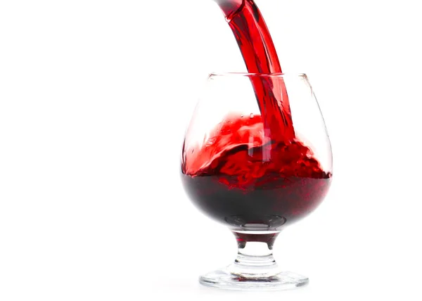 Red Wine Makes Waves Poured Glass — Stock Photo, Image