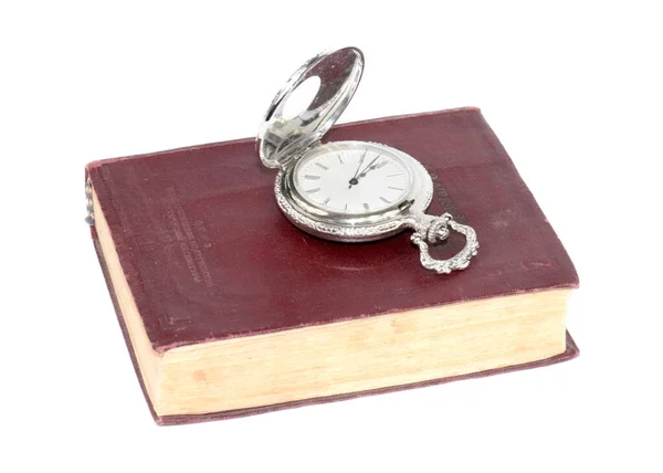 Старая Религиозная Книга Карманные Часы Футляре Драгоценного Материала — стоковое фото