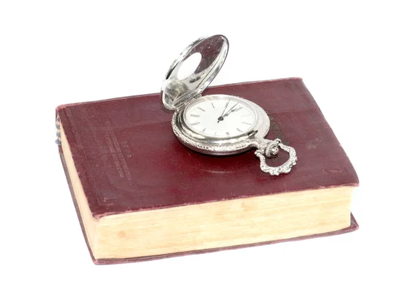Старая Религиозная Книга Карманные Часы Футляре Драгоценного Материала — стоковое фото