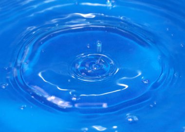 Saf saydam bir su damlası bir sıvının yüzeyine düşer.