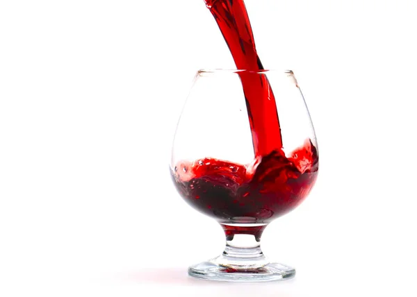 Lovely Swirls Red Wine Pouring Shot Glass — Stock Photo, Image