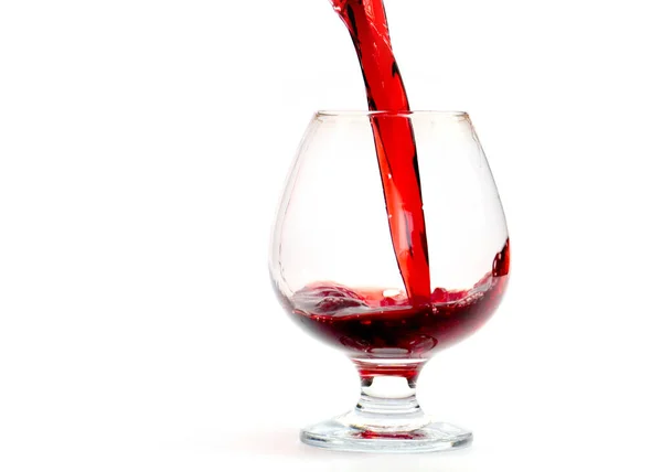 Υπέροχη Στροβιλίζεται Από Κόκκινο Κρασί Όταν Ρίχνει Ένα Σφηνάκι — Φωτογραφία Αρχείου