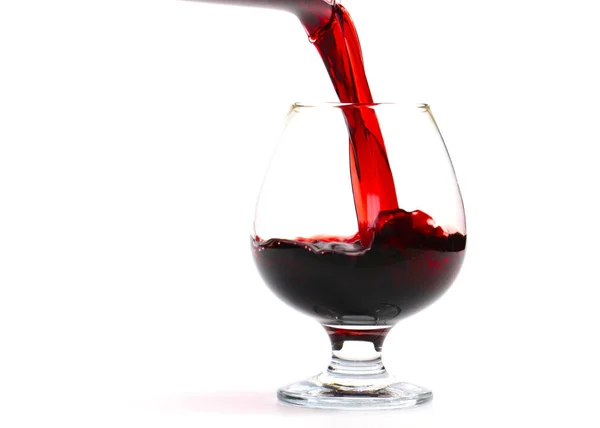 Encantadores Redemoinhos Vinho Tinto Quando Derramando Copo Tiro — Fotografia de Stock