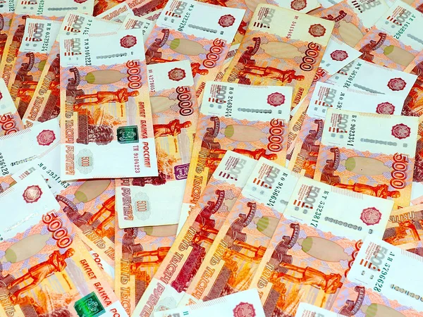 Ένα Μάτσο Πεντακοσίων Τραπεζογραμματίων Ρωσικά Ρούβλια Στοιχείο Της Οικονομίας — Φωτογραφία Αρχείου