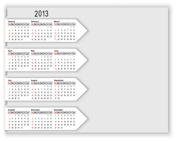 2013 calendario con flechas blancas . — Vector de stock