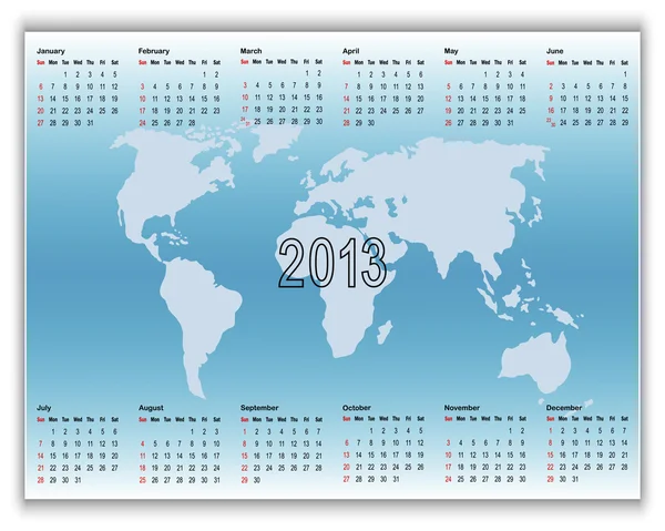 Kalender 2013 på banners med karta. — Stock vektor