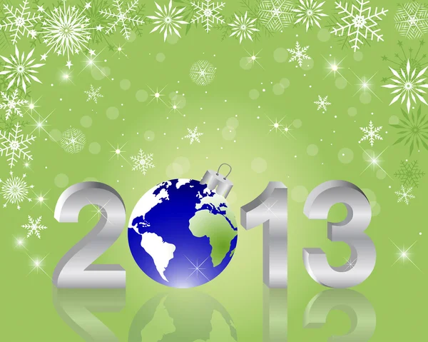 3D-2013 Nieuwjaar met globe. — Stockvector