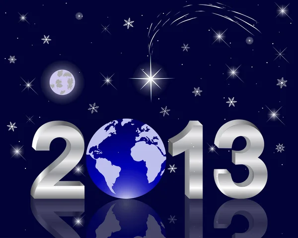 3d 2013 Año Nuevo con un globo terráqueo . — Vector de stock