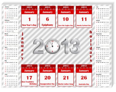 takvimi 2013-tatil takvim simgesi olan Ocak.