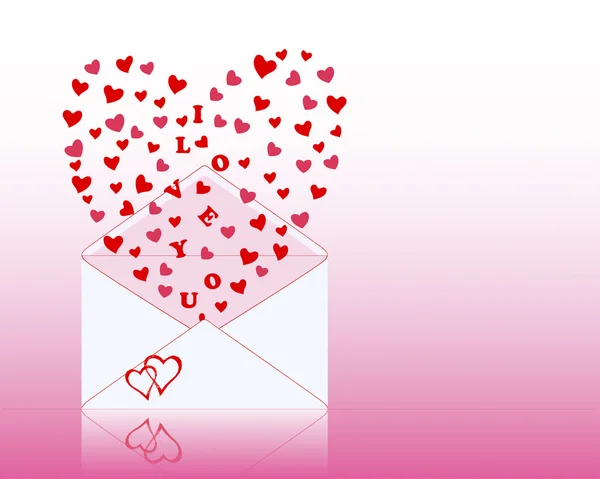 Vyznání lásky létá z otevřené obálky. — Stockový vektor