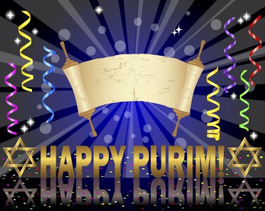 Purim background with Torah scroll. clipart