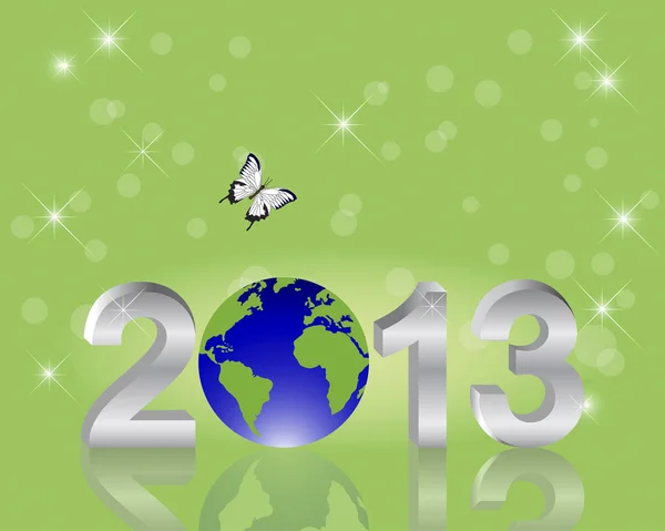 Hintergrund des Erdtages. silber 3-d 2013 mit Globus. — Stockvektor